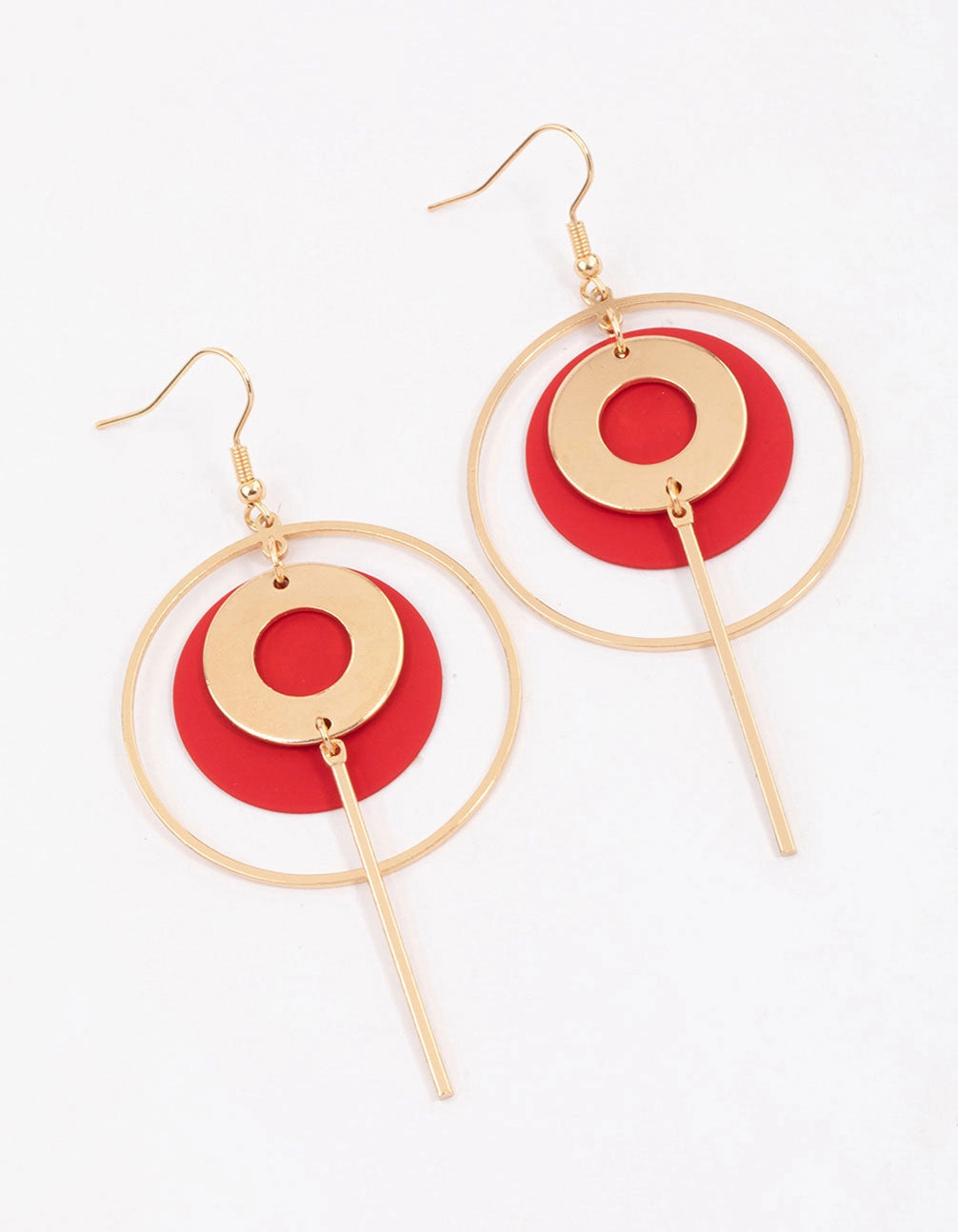 Creative Finish Quick Match Red Multi Open Circle Drop Earrings