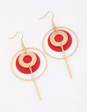 Creative Finish Quick Match Red Multi Open Circle Drop Earrings