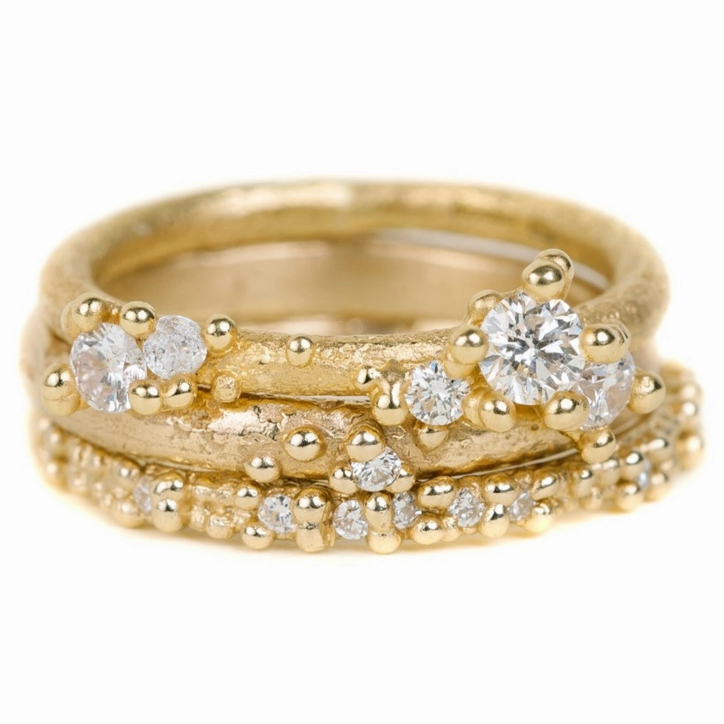 Textured Half Round Wedding Band In Yellow Gold With A Diamond Creative Twist Brilliant Edge