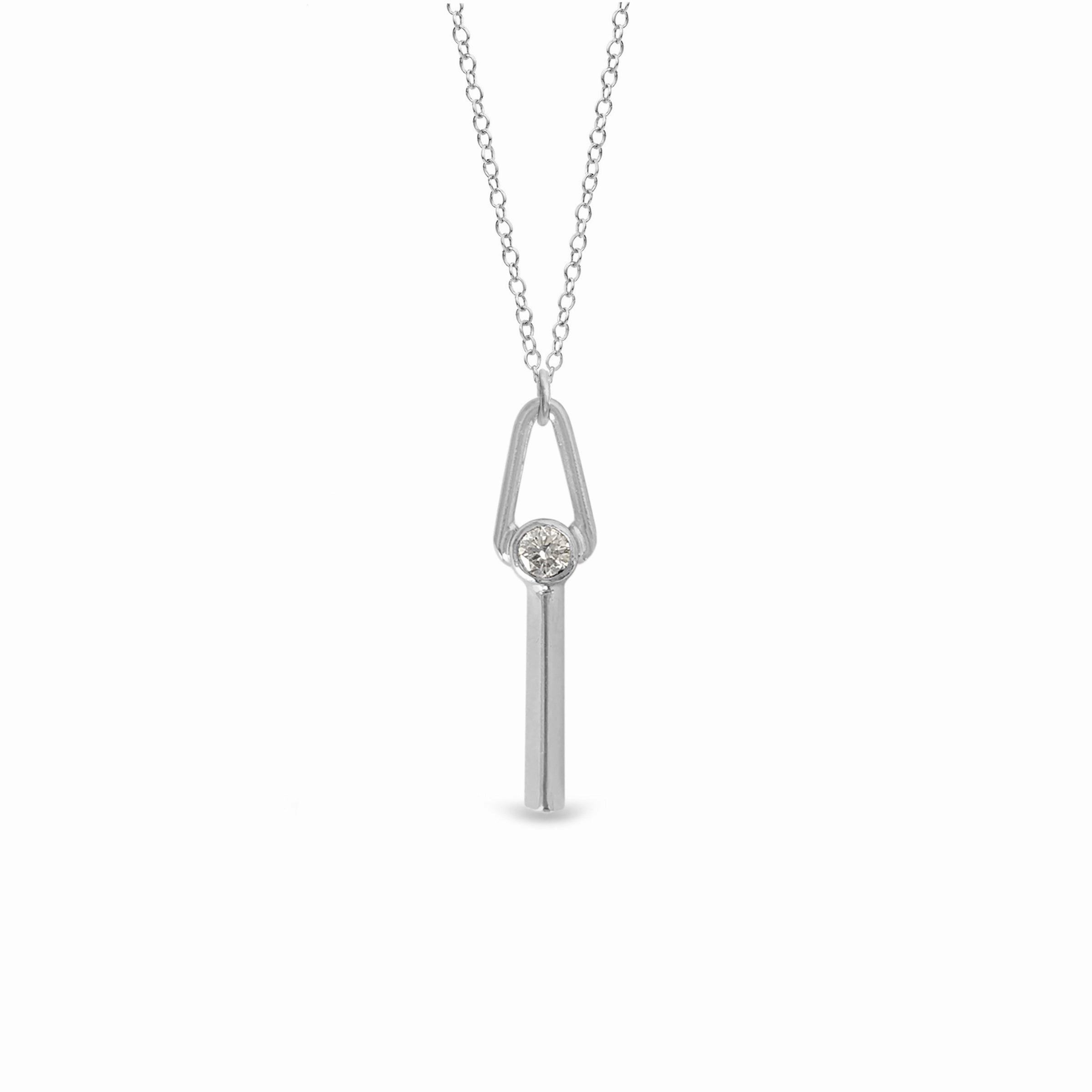 Balanced Form Office Accent Pax Diamond Necklace - Sterling Silver   White Diamond