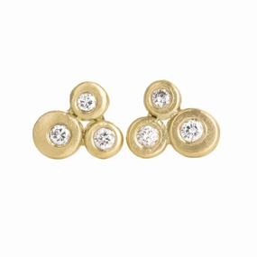 In Bloom Diamond Studs - 18k Gold, Oxidized Silver   Reclaimed Diamonds Impressive Feature