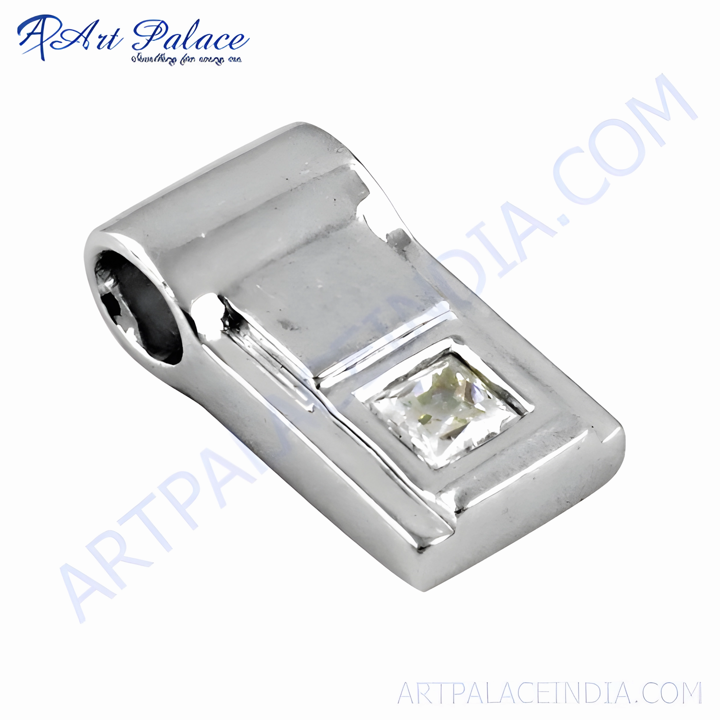 Indian Silver Cubic Zirconia Gemstone Pendant - Buy Elegant Jewelry Online Common Piece