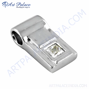 Indian Silver Cubic Zirconia Gemstone Pendant - Buy Elegant Jewelry Online Common Piece