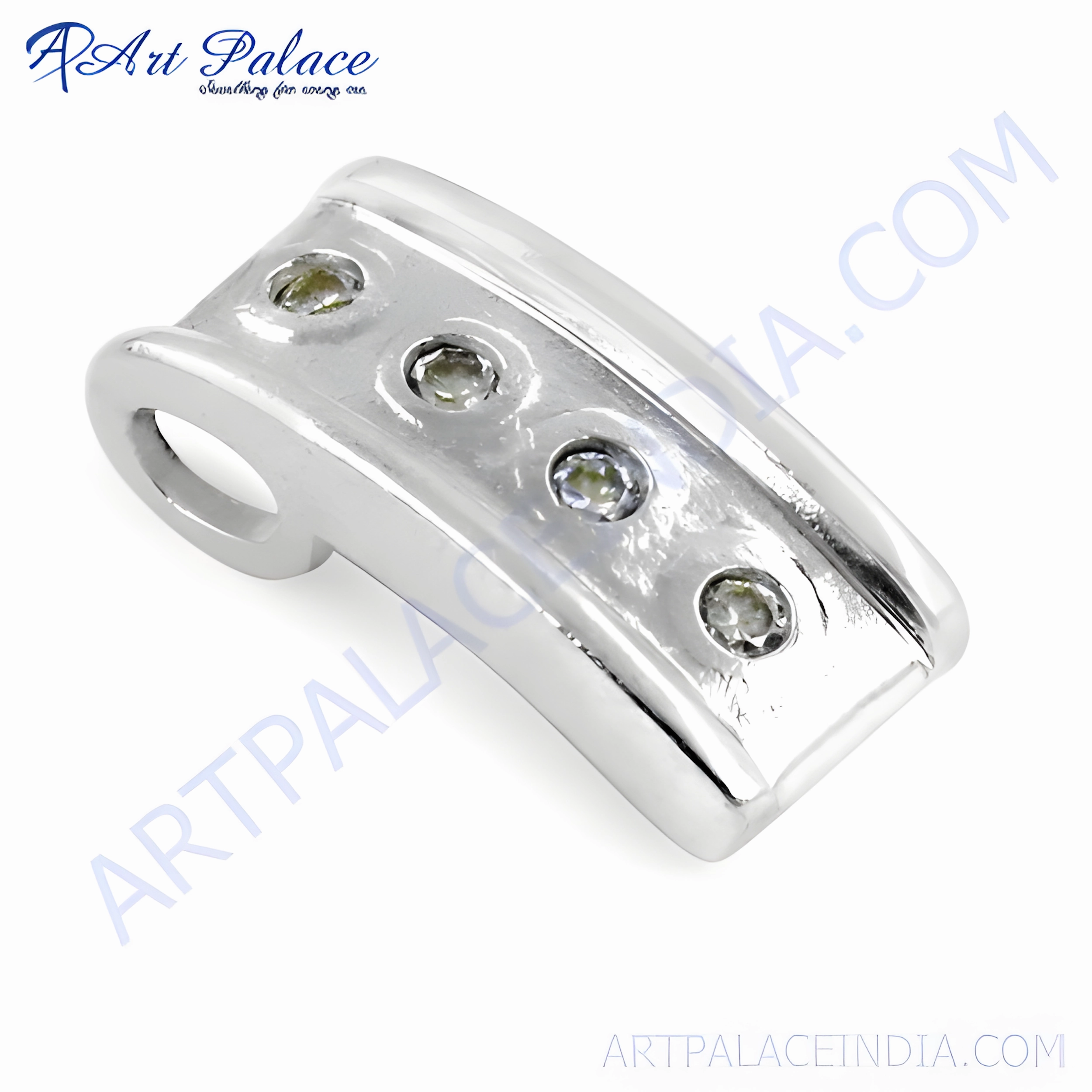 Indian Touch Cubic Zirconia Gemstone Silver Pendant - Elegant Jewelry for Every Occasion Fantastic Present Modern Vibe