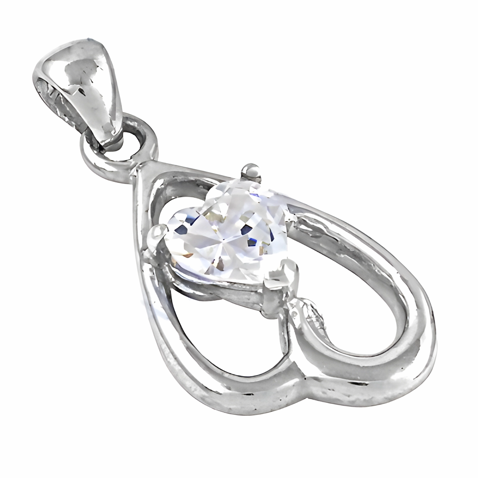 Elegant Silver Pendant with Cubic Zirconia Gemstone - Simple & Stylish Jewelry Excellent Jewelry