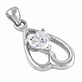 Elegant Silver Pendant with Cubic Zirconia Gemstone - Simple & Stylish Jewelry Excellent Jewelry