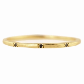 Warm Light Black Diamond Skinny Stackable Band - 18k Gold