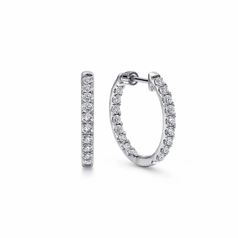 14kw 20mm Round Inside Out Diamond Hoop Earrings (1.02cttw) Embellished Adornment Beautiful Aesthetic