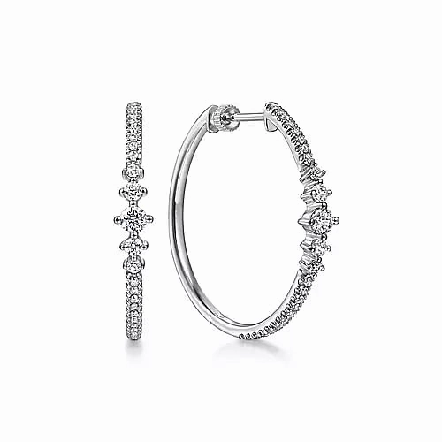 14kw 30mm Diamond Classic Hoop Earrings Brilliant Style Opulent Item