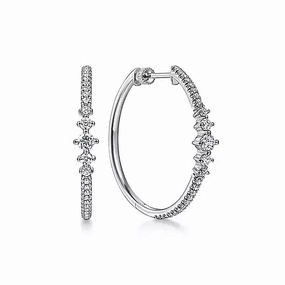 14kw 30mm Diamond Classic Hoop Earrings Brilliant Style Opulent Item