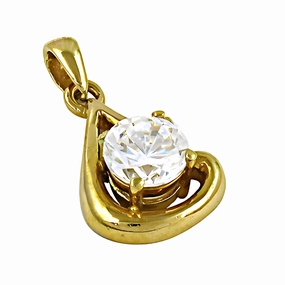 Elegant Gold-Plated Cubic Zirconia Silver Pendant - Charming Jewelry Piece Exquisite Ornament Artistic Look