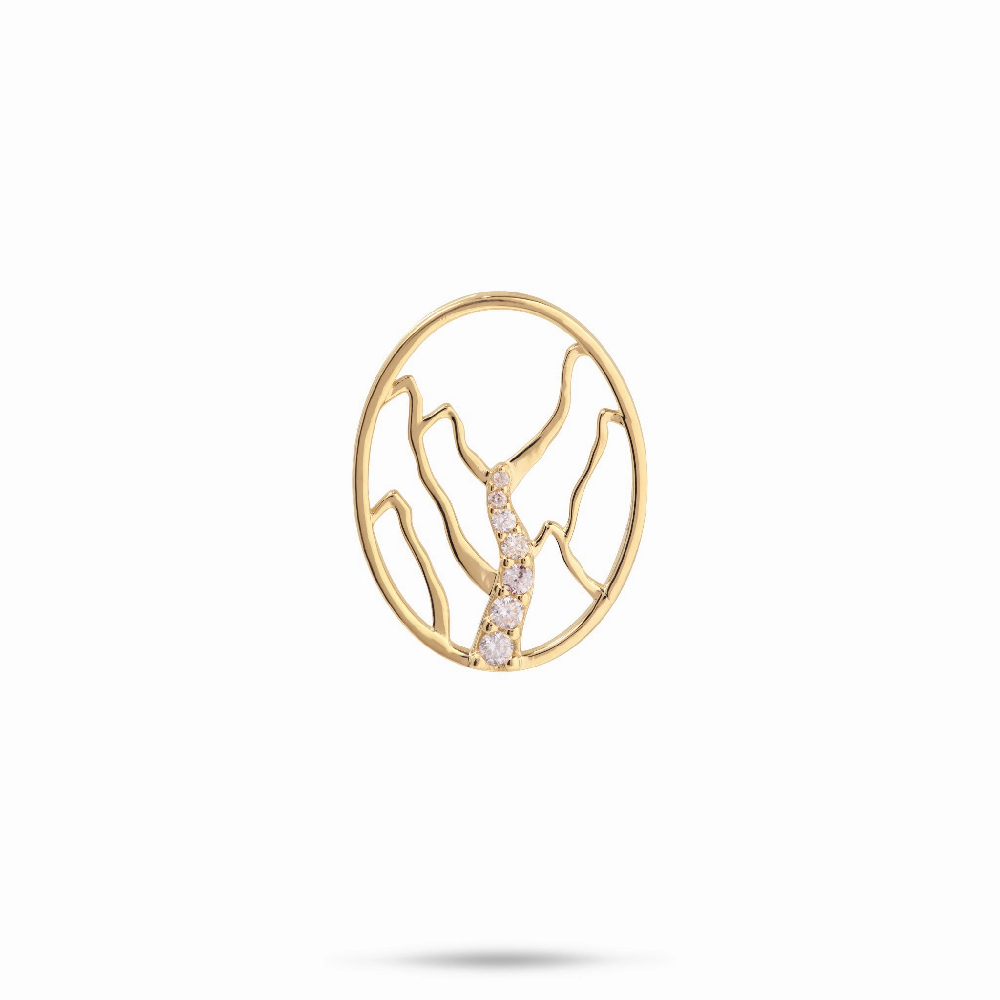 Luxury Present Ko?olau Waterfall Pendant in Gold with Diamonds - 20mm