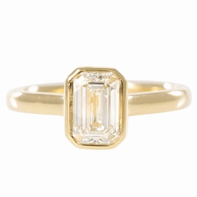 Luminous Look Lab Grown Emerald Diamond  Engagement Ring - 14k Gold Bezel