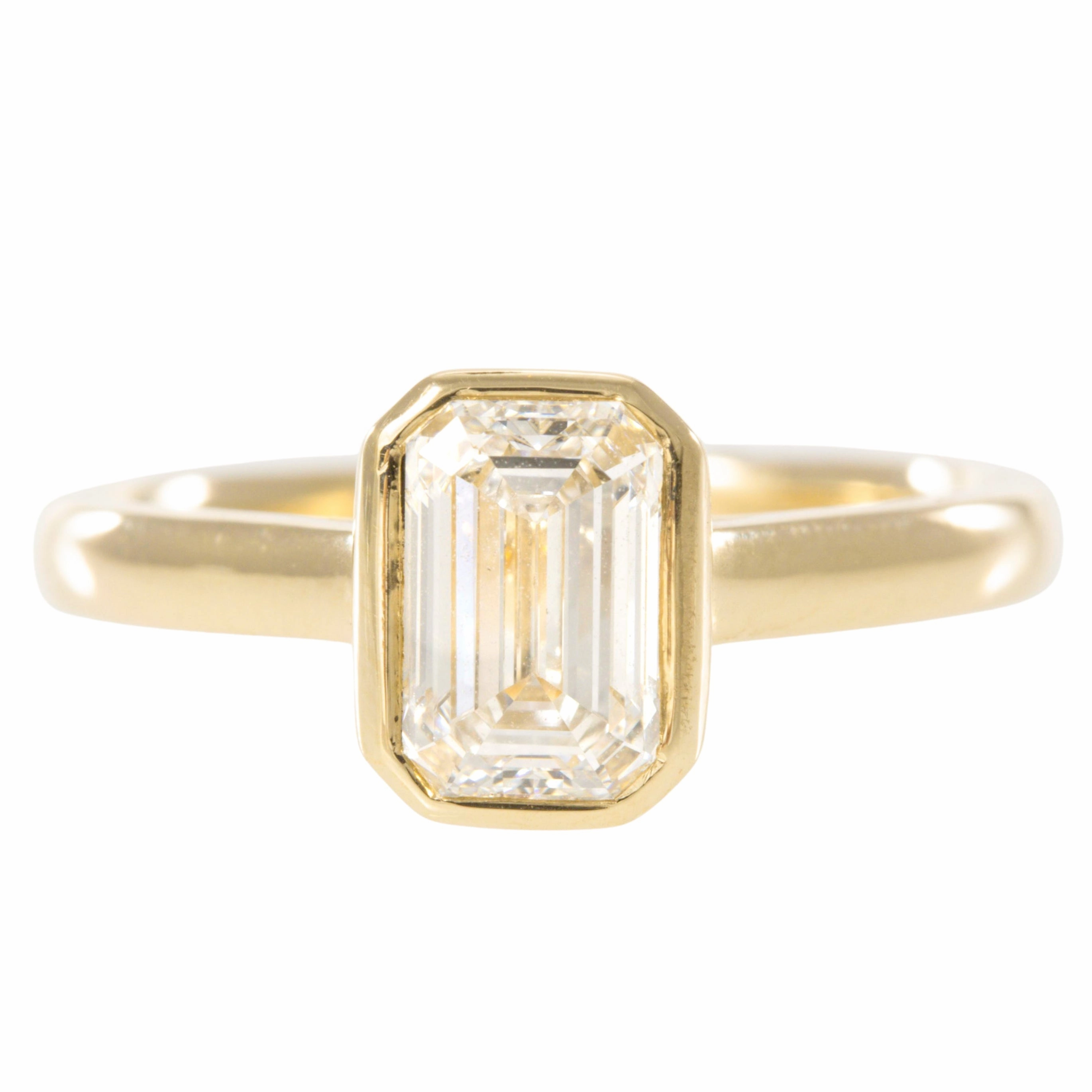 Luminous Look Lab Grown Emerald Diamond  Engagement Ring - 14k Gold Bezel