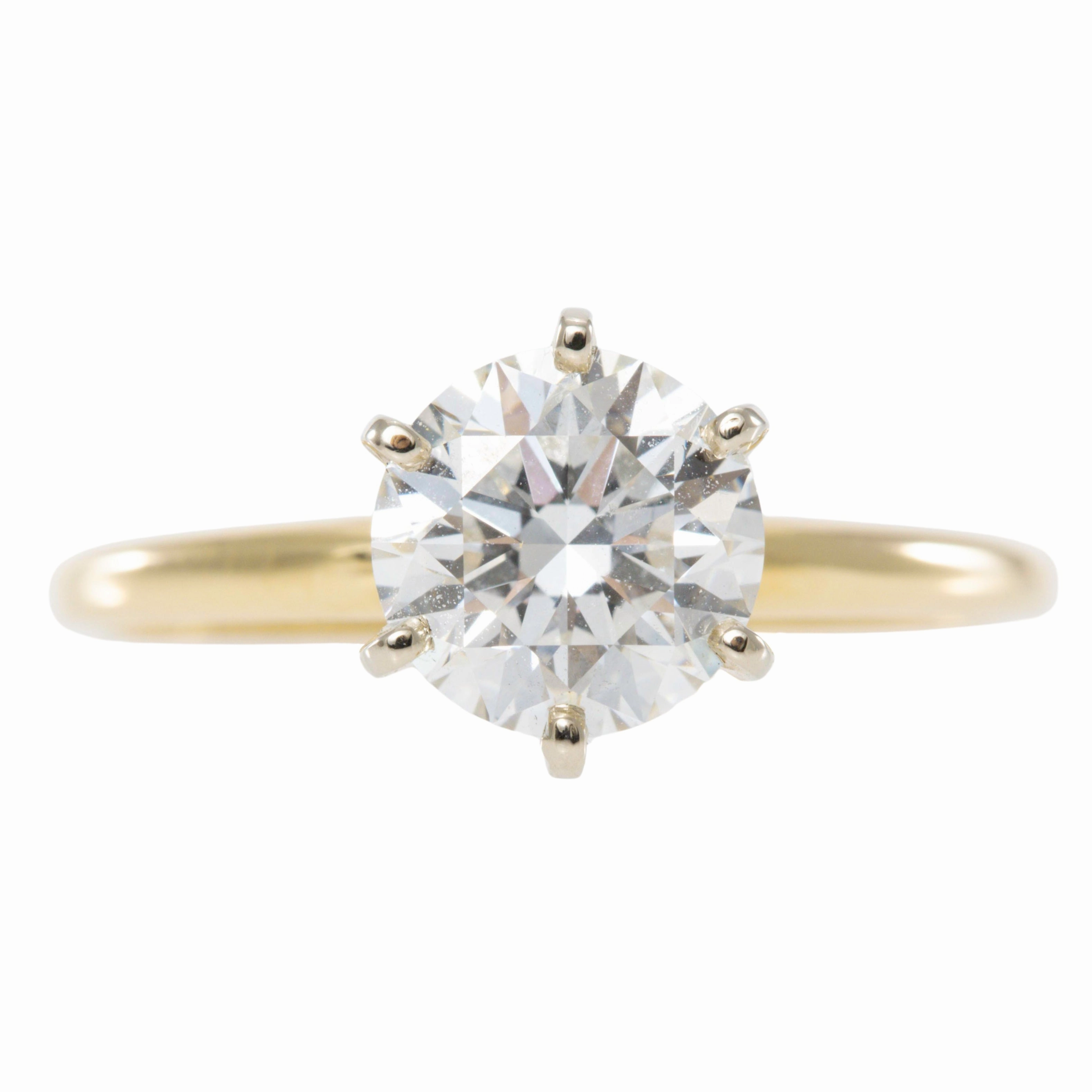 Style Match Lab Grown Round Diamond Engagement Ring - Two-Tone 14k Yellow   White Gold in a 6 Prong Setting