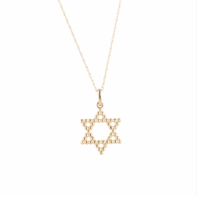 Large Beaded Star of David - 14k Gold Formal Design