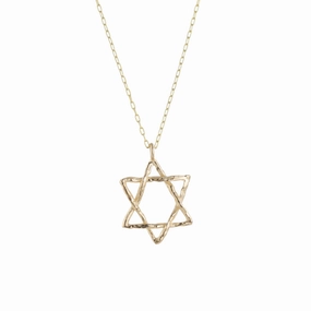Radiant Moment Crisp Accent Large Branch Star of David - 14k Gold