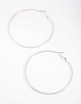 Tailored Mood Large Silver Flat Hoop Earrings