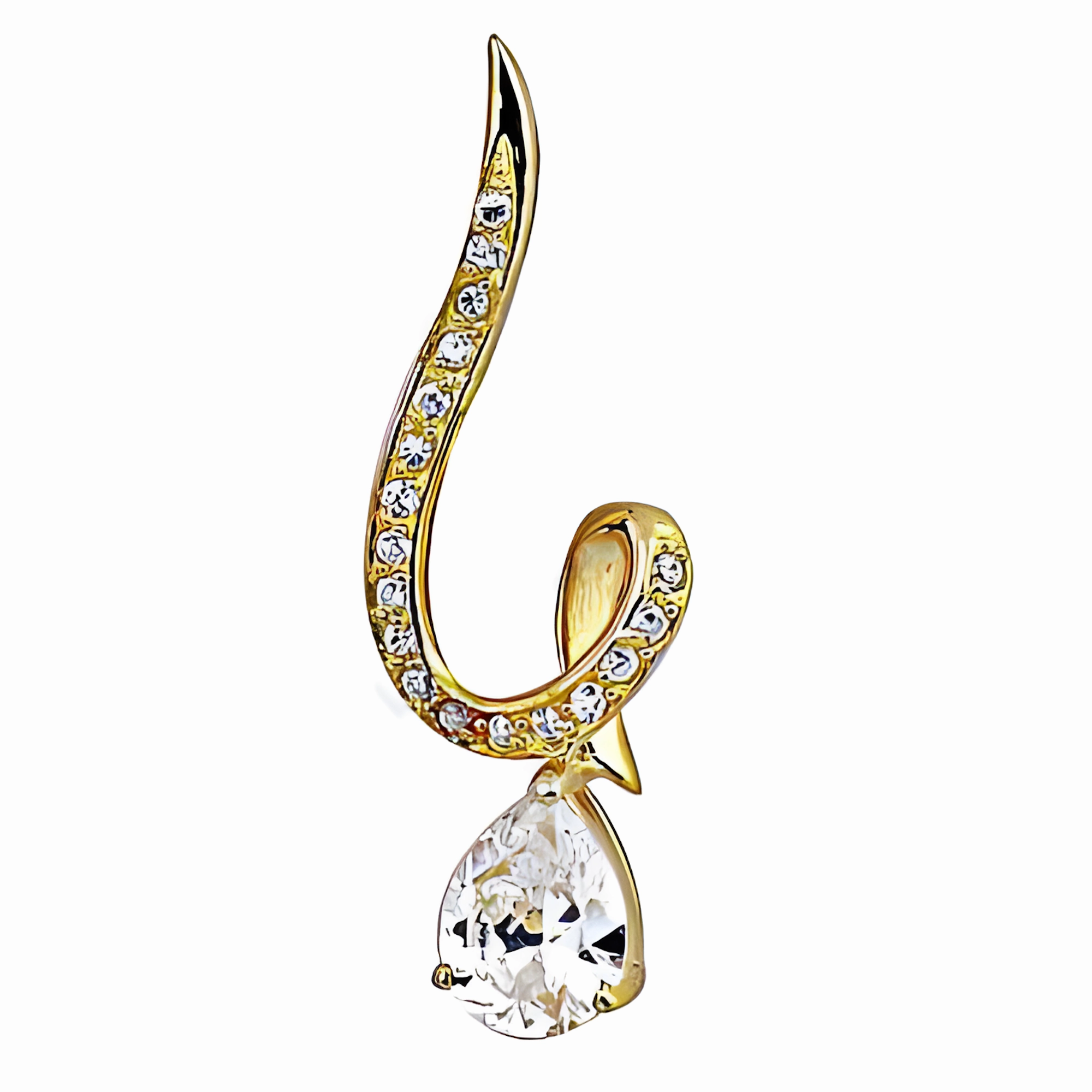Timeless Look Latest Luxury Cubic Zirconia Gemstone Silver Gold Plated Pendant