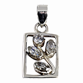Mass Produced Jewelry Polished Look Latest Luxury Cubic Zirconia Silver Pendant - Shop Now