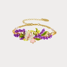 Lavender Butterfly Bracelet with Pink Crystal Glam Set