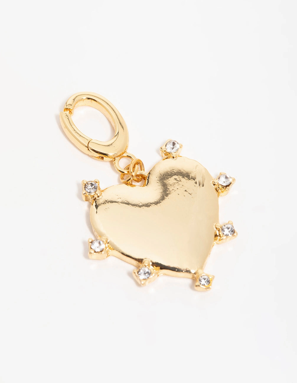 Gold Plated  Cubic Zirconia Outer Heart Charm Timeless Touch Layered Texture