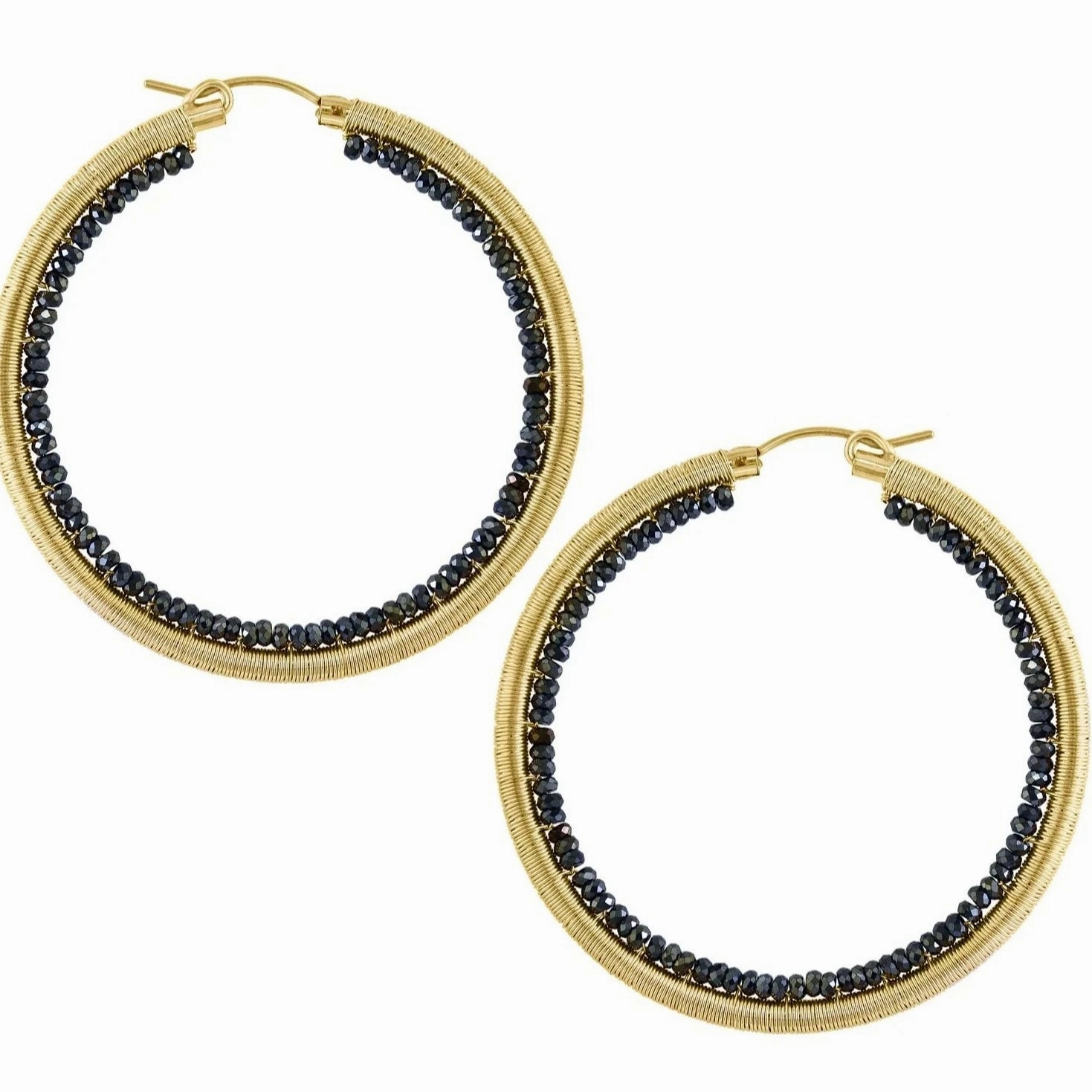 Fashion Treasures Gleaming Edge Layla Hoops - 14k Gold Fill   Spinel