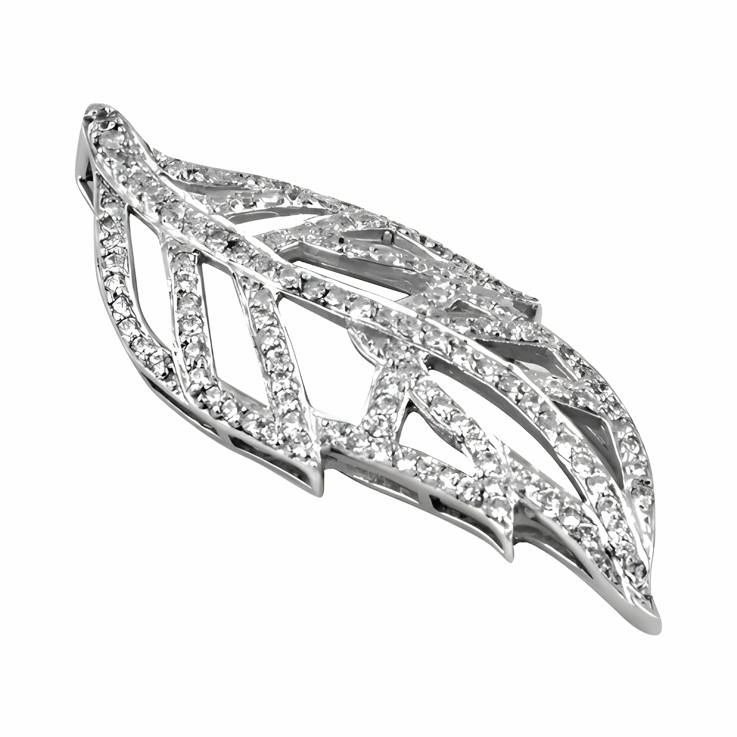 Boho Accent Contemporary Design Leaf Style Cubic Zirconia Gemstone 925 Silver Pendant - Elegant Jewelry