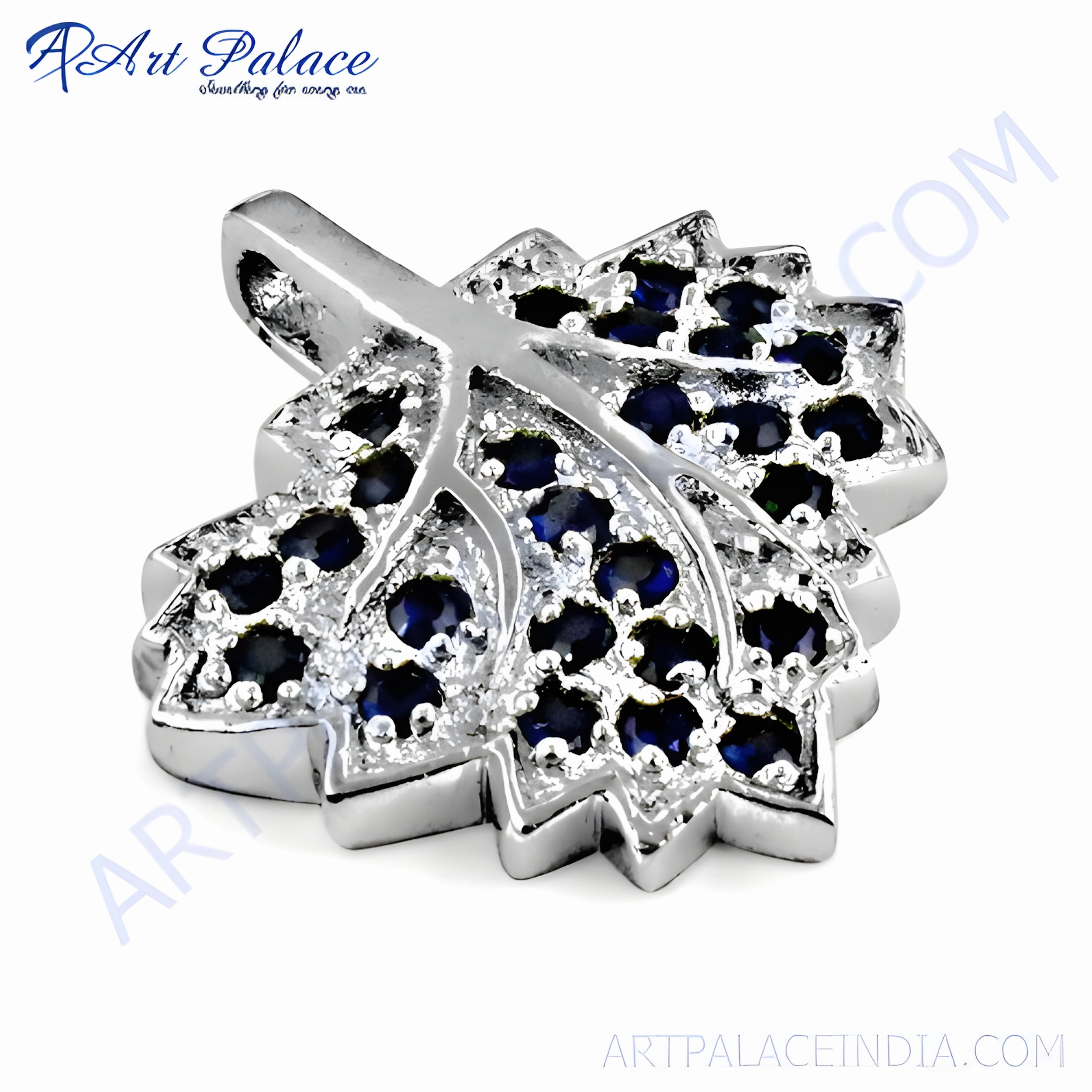 Stylish piece Glittering Item Leaf Style Silver Pendant with Ink Zirconia - Elegant Jewelry
