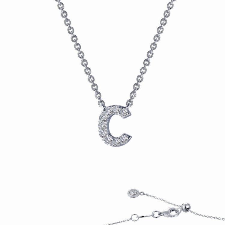 Letter C Pendant Necklace Soft Sparkle