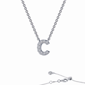 Letter C Pendant Necklace Soft Sparkle