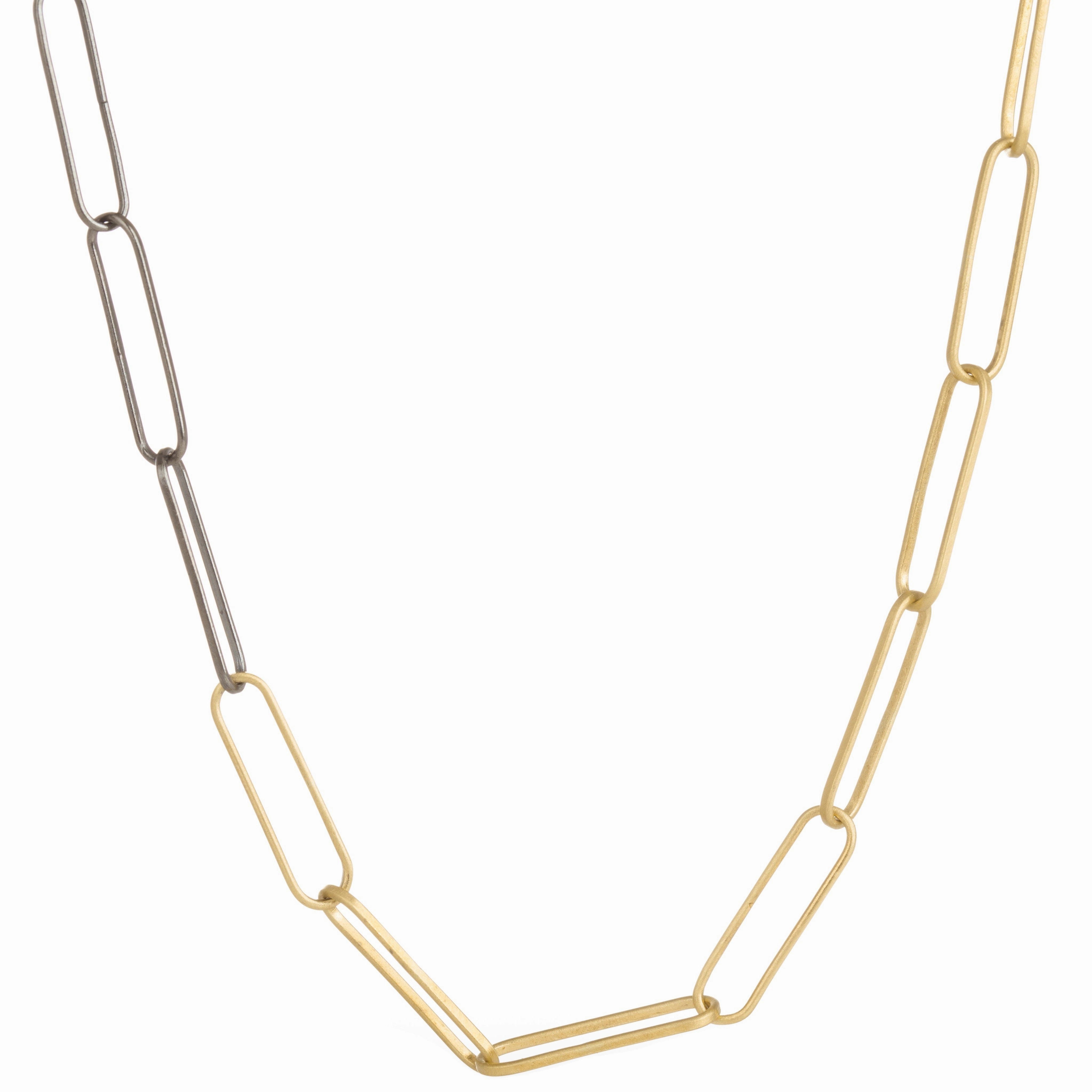 Fashion Classic 18k Black   Gold Luxe Chain Necklace - 18ky   Oxidized Silver