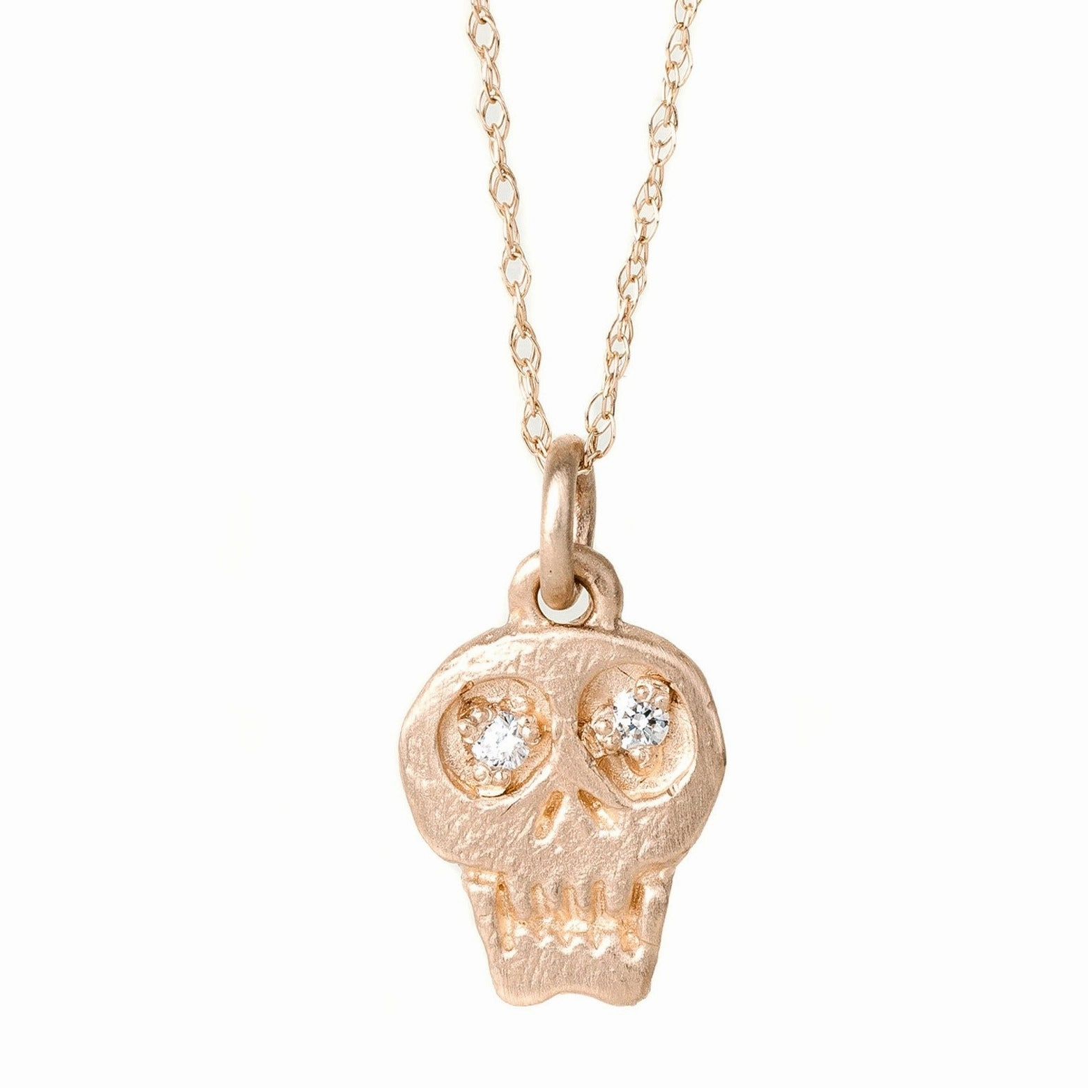 Petite Shine Custom Styling Charmed Skull Diamond Necklace - 14k Gold