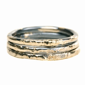 Radiance Fused Stackers - 18k Gold   Oxidized Argentium Silver Neutral palette