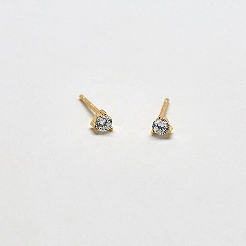 White CZ Round Stud Earrings Unique Aesthetic