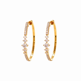 14ky Diamond Hoop Earrings Refined Element Shiny Aesthetic