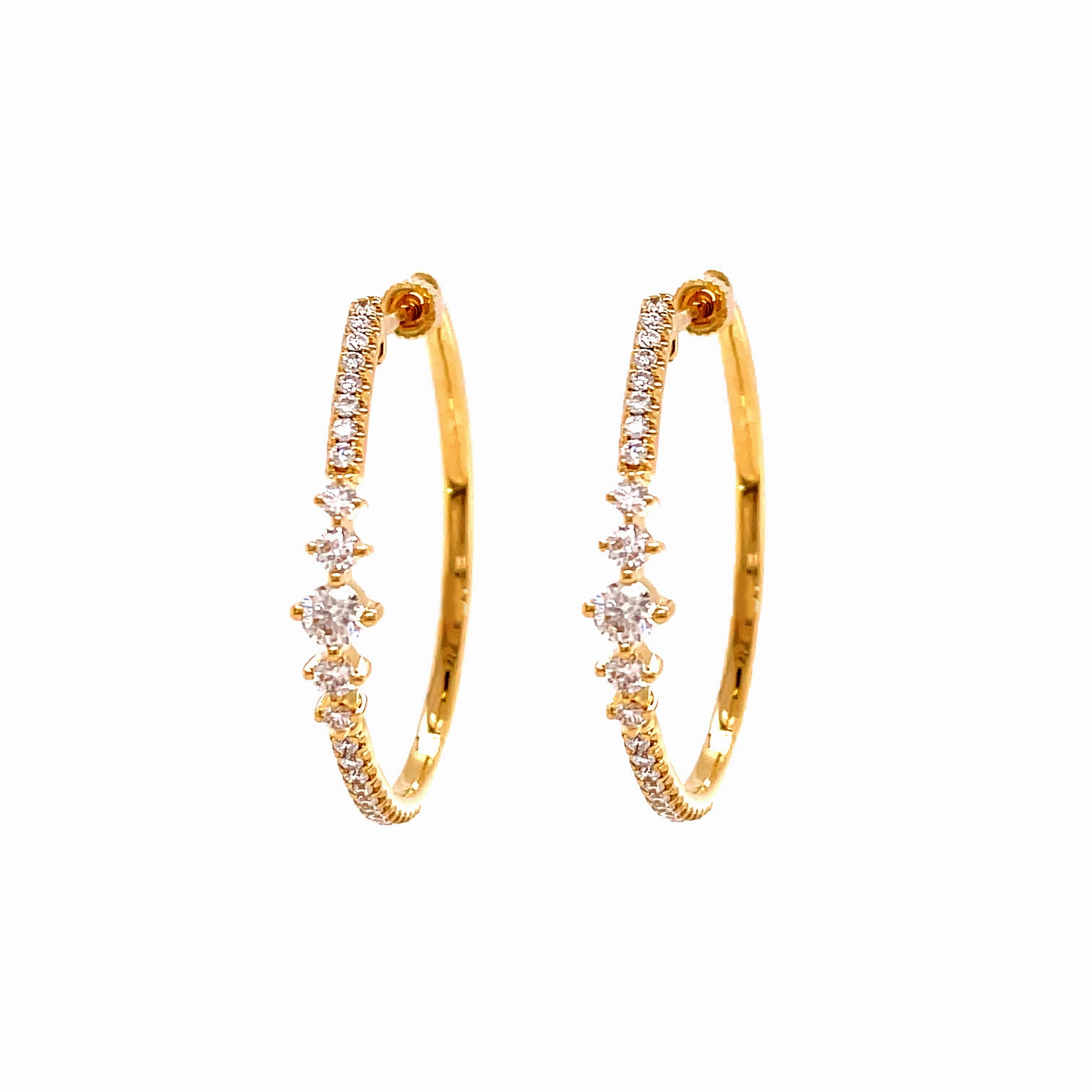 14ky Diamond Hoop Earrings Refined Element Shiny Aesthetic