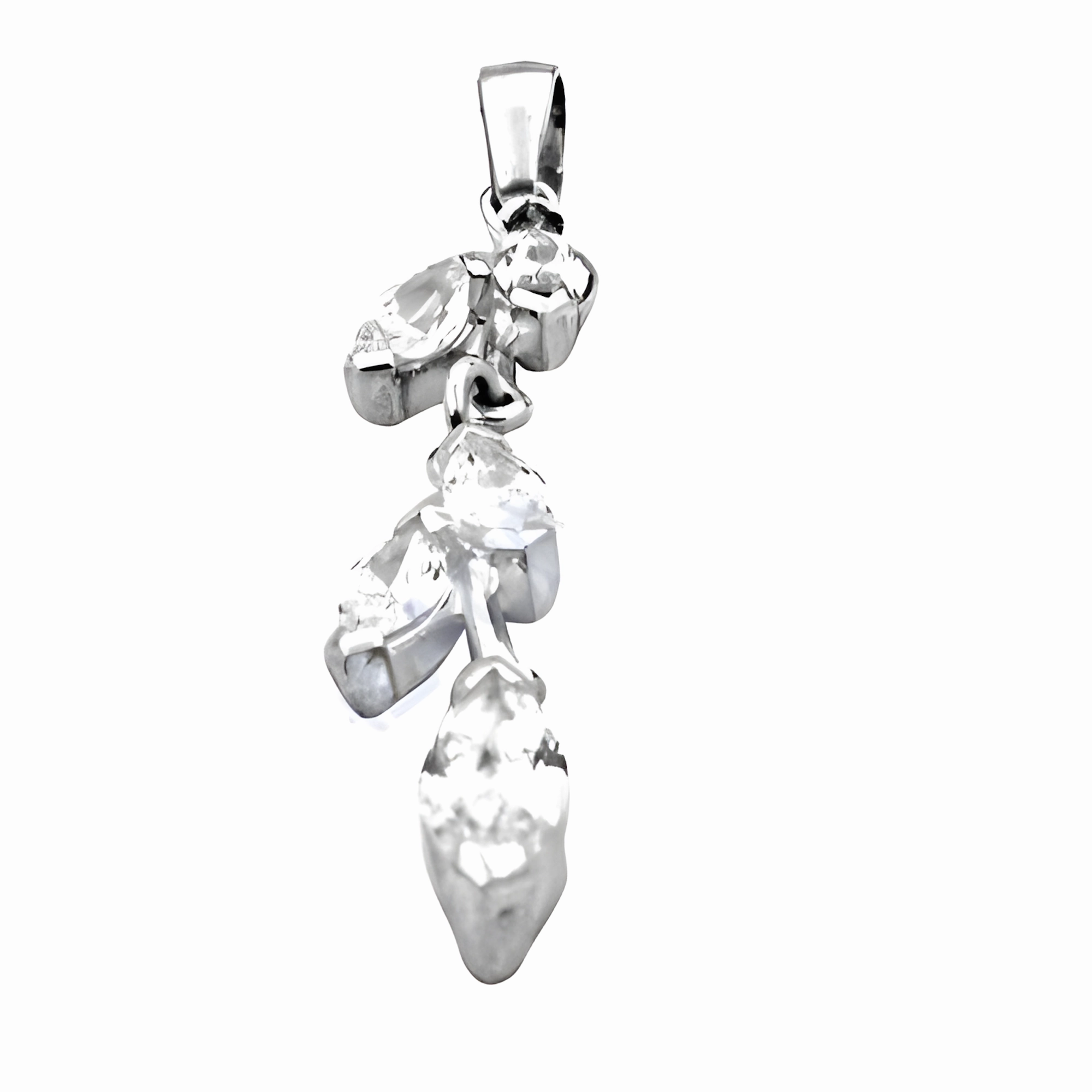 Pretty Piece Great Style Lightweight Silver Leaf Pendant with Cubic Zirconia Gemstone - Elegant Jewelry Design