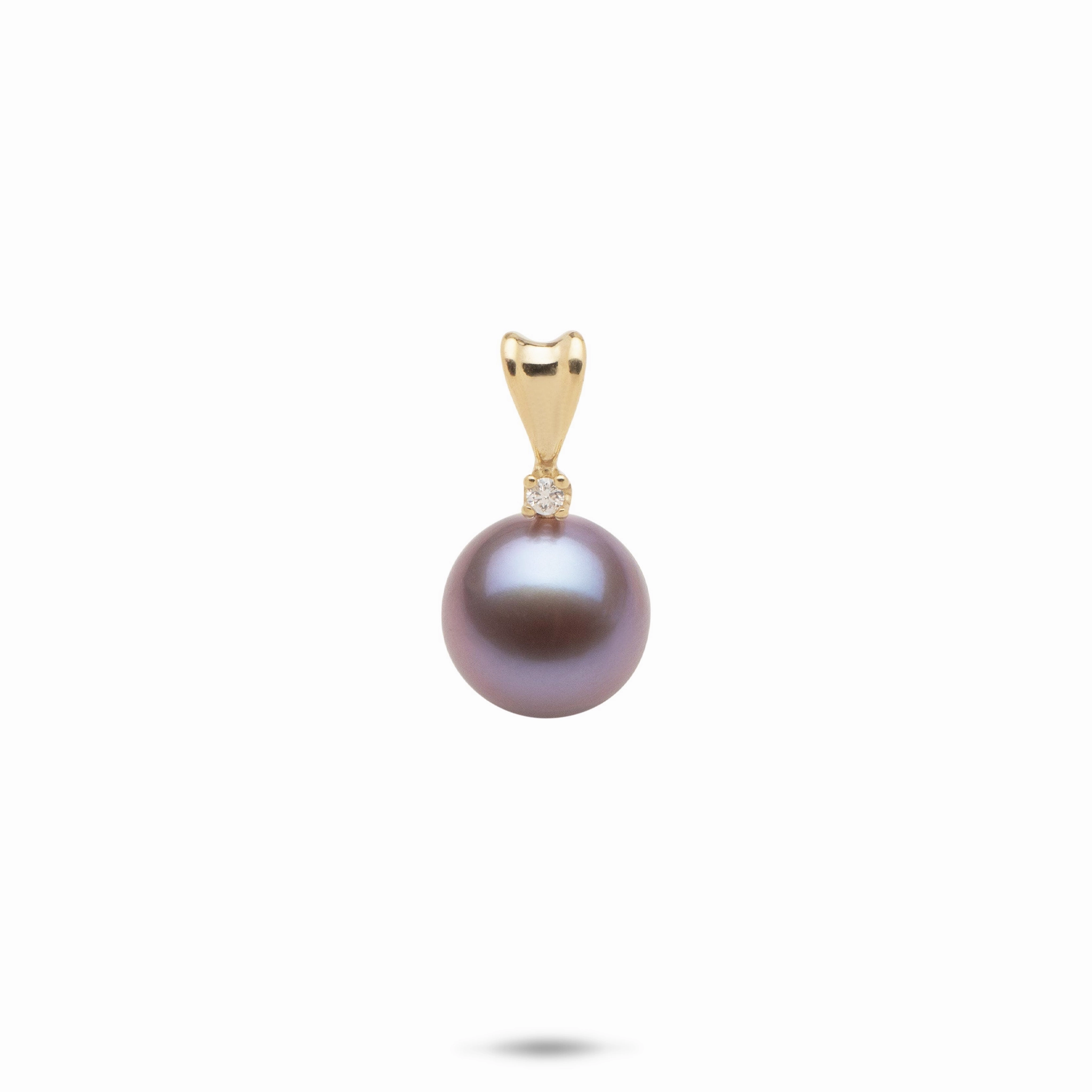 Lilac Freshwater Pearl Pendant in Gold with Diamond - 9-10mm Home Gift Delicate Jewelry