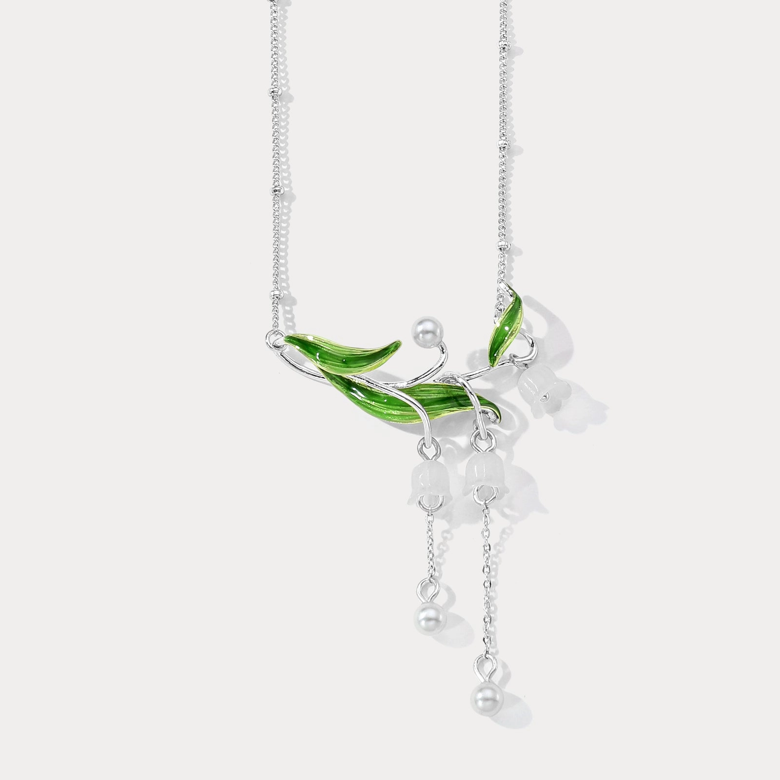 Lily of the Valley Drop Necklace Subtle Finish