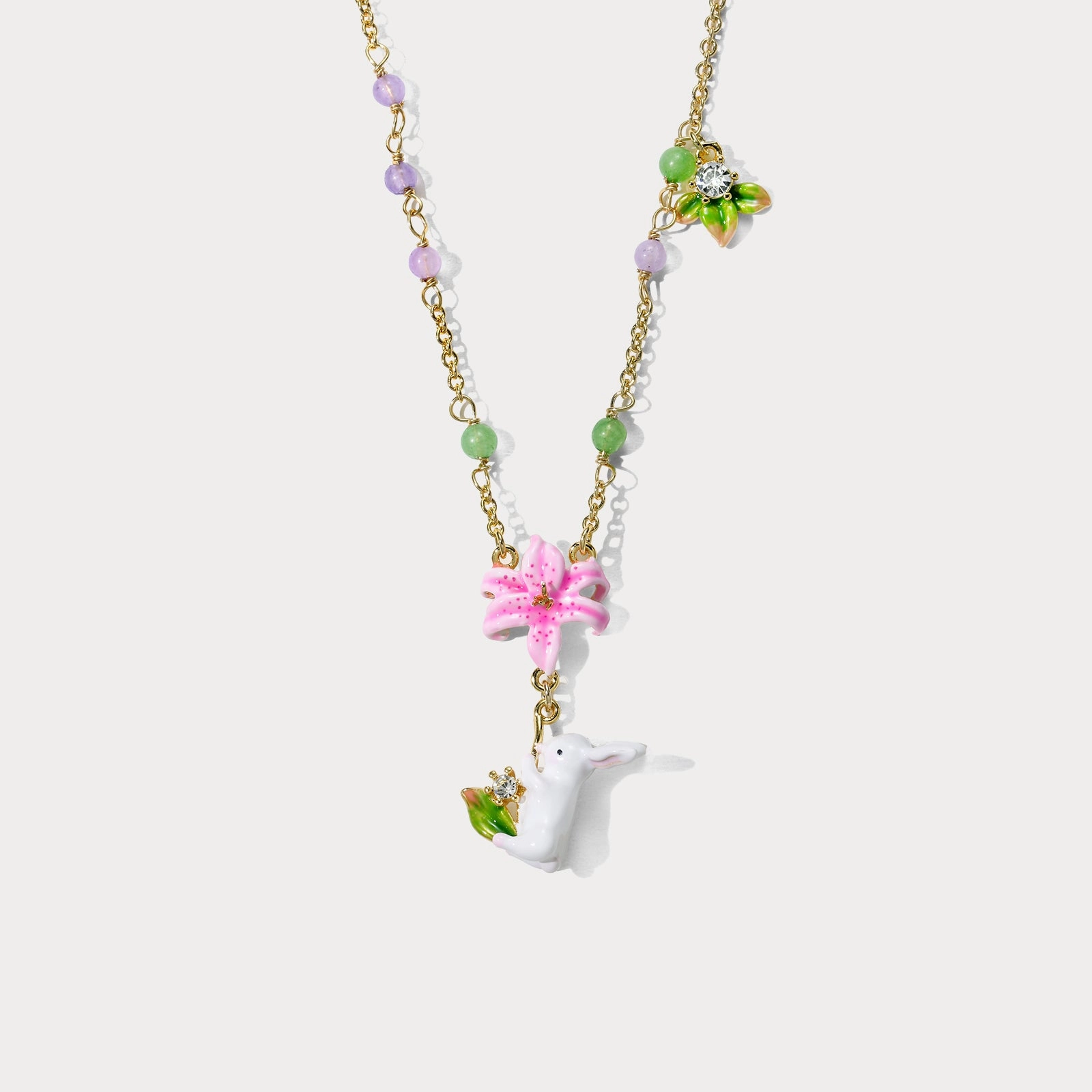 Curved Contour Lily Rabbit Necklace