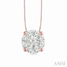 Unique Accessory Century Item 1/3 Ctw Lovebright Round Cut Diamond Pendant in 14K Rose and White Gold with Chain