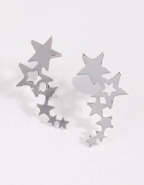Evening Detail Refined Detailing Silver Star Crawler Earrings