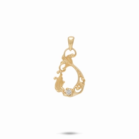 High-Quality Item Living Heirloom Mermaid Pendant in Gold with Diamonds - 19mm