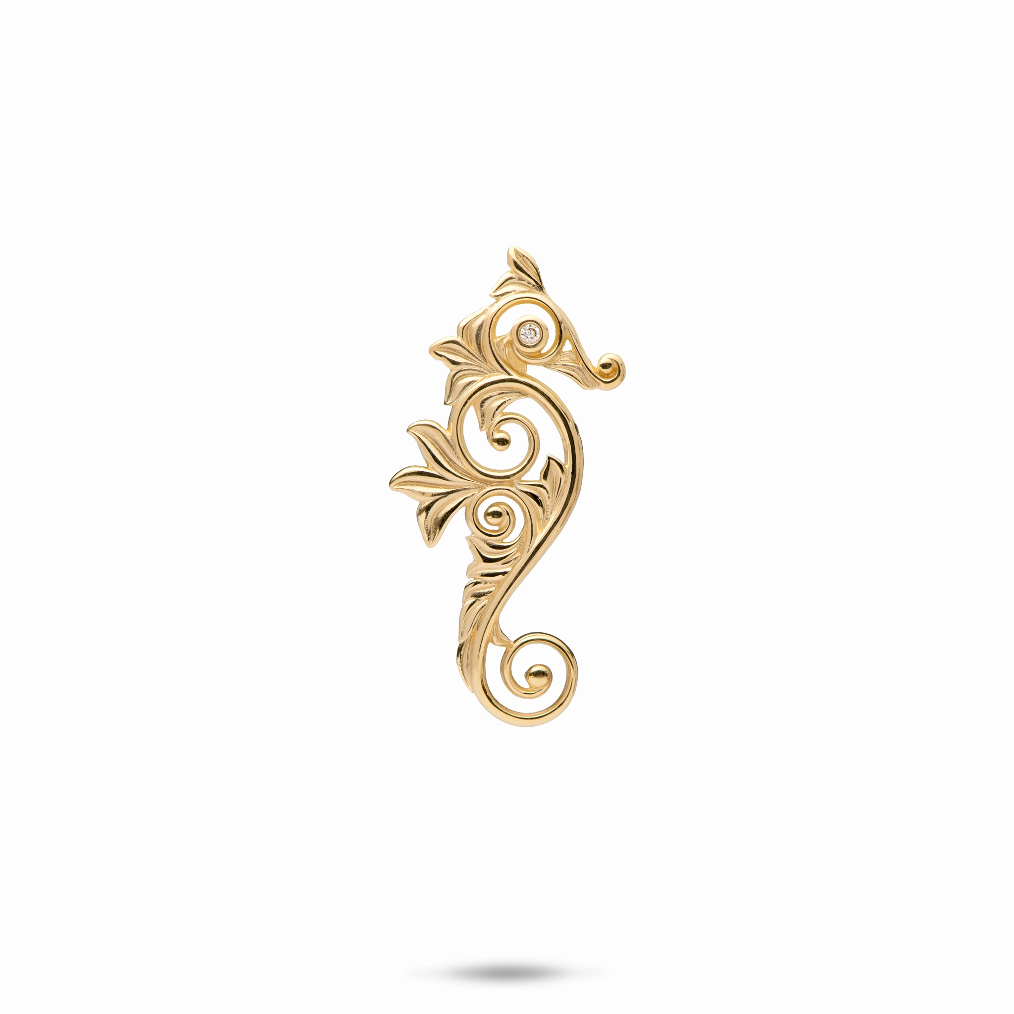 Furnishing Item Vacation Travel Living Heirloom Seahorse Pendant in Gold with Diamonds - 25mm