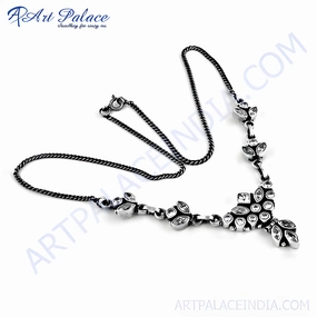 Family Bond Exclusive Fashionable White Cubic Zirconia Silver Necklace - CZ Gemstone Jewelry