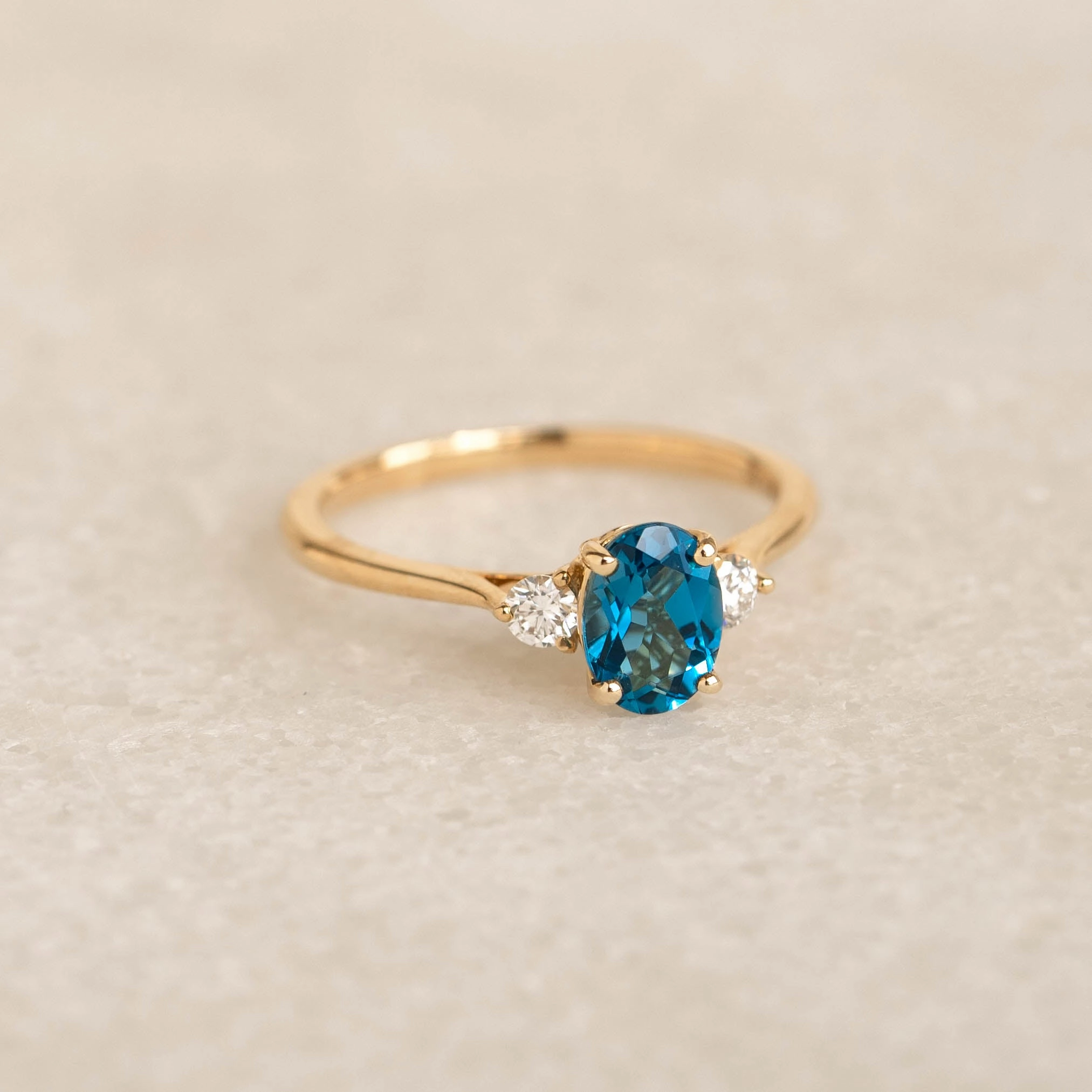 London Blue Topaz and Diamond Ring 14k Gold - Kindra Timeless Object