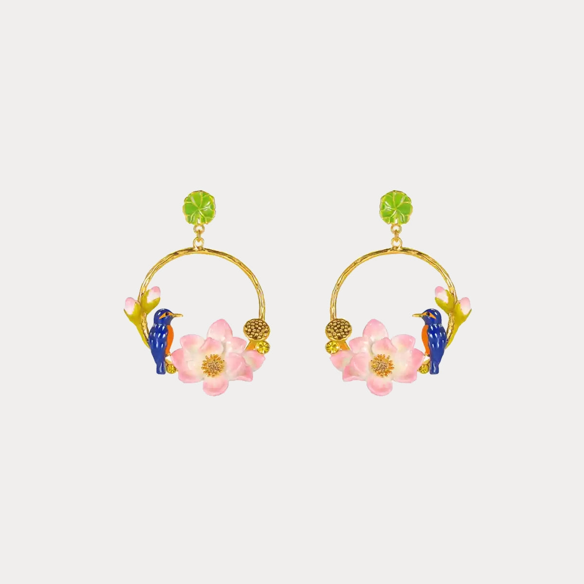 Classic Charm Lotus Kingfisher Earrings