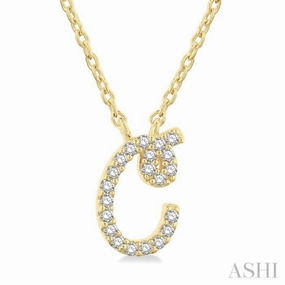 Holiday Pearl Accessory Budget-Friendly Style 1/20 Ctw Initial 'C' Round cut Diamond Pendant With Chain in 10K Yellow Gold