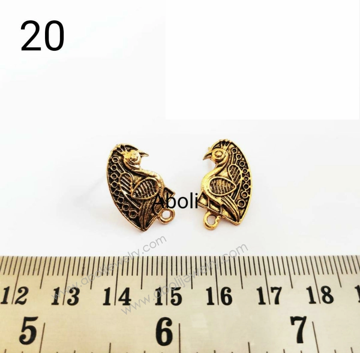 Golden peacock earrings stud components metal earrings findings ESG20 Substantial Ornament Metallic Jewelry